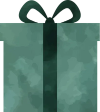 Green gift box with a bow on a white background